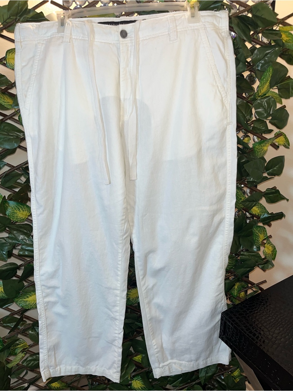 Marc Anthony White Drawstring Cotton Pants linen / Blend Size 40x30 Casual Wear